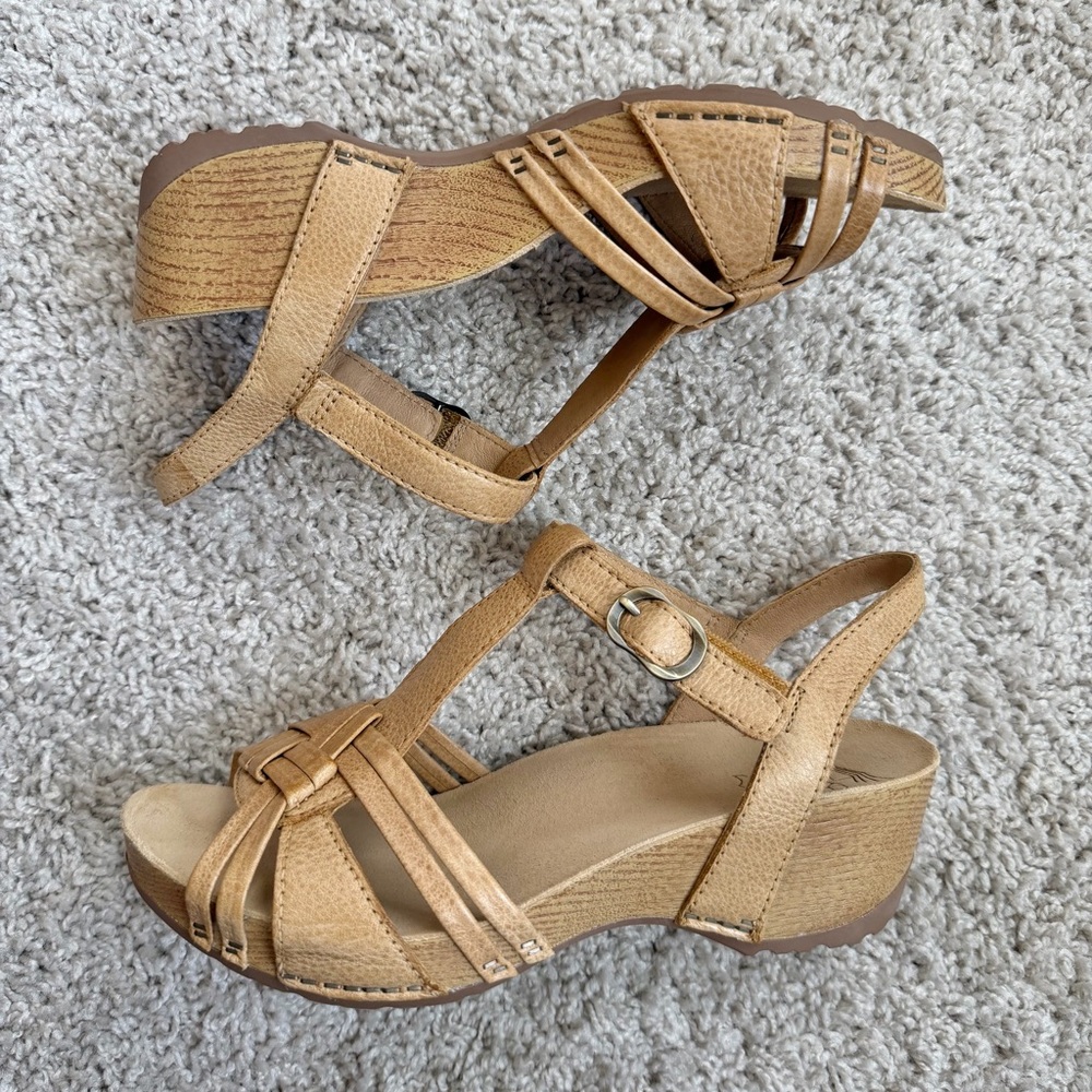 Dansko Tia Leather Wedge Sandals